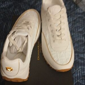Donna Karan Cream and Gold Sneakers